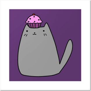 Cupcake Gray Kitty Posters and Art